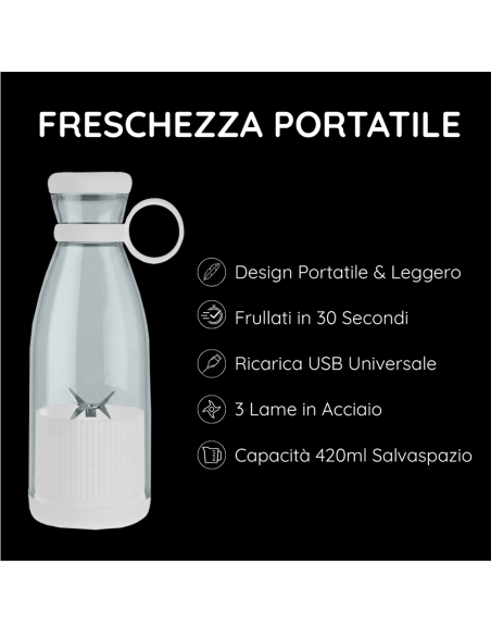 Frullatore Portatile Mini Juice Bottiglia per Smoothie Ricaricabile Portatile