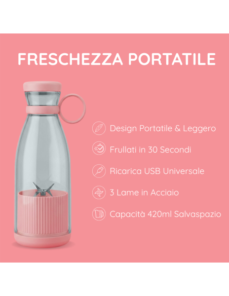 Frullatore Portatile Mini Juice Bottiglia per Smoothie Ricaricabile Portatile