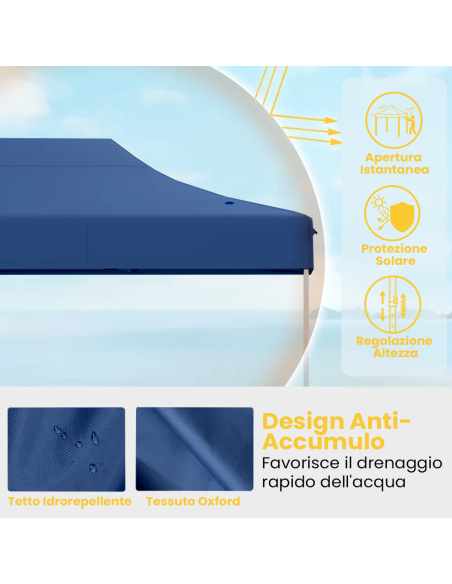 Gazebo Giardino Richiudibile a Fisarmonica Multiuso 3x3mt Telo Impermeabile