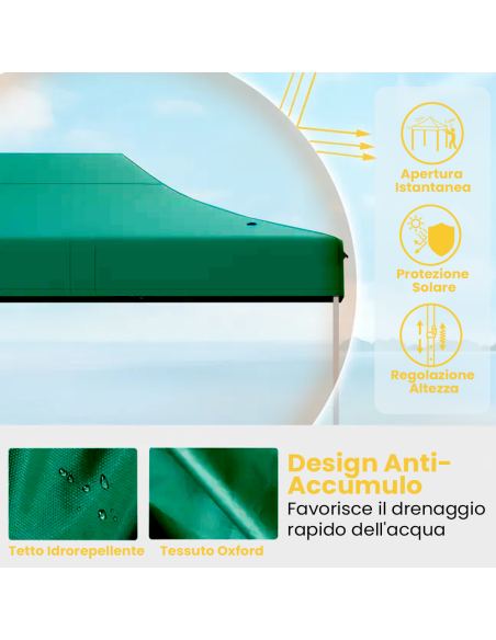 Gazebo Giardino Richiudibile a Fisarmonica Multiuso 3x3mt Telo Impermeabile