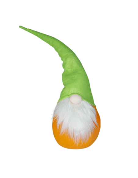 Gnomo Con Cappello 234043 verde e arancio 74 Cm in stoffa con barba pasqua