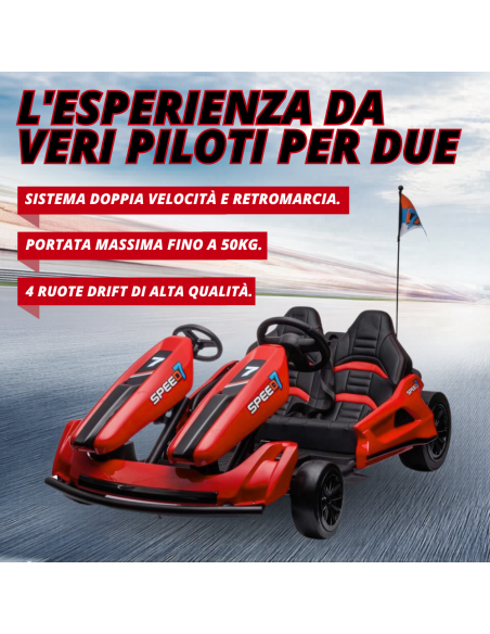 Go-Kart Elettrico per Bambini a Batterie LT951 24V Luci Suoni Tasto per Driftare
