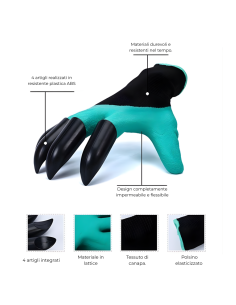 Guanti per giardinaggio con artigli in plastica ABS 708004 per scavare 2