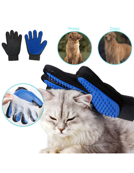 Guanto per rimozione pelo degli animali 4560 spazzola massaggiante blu