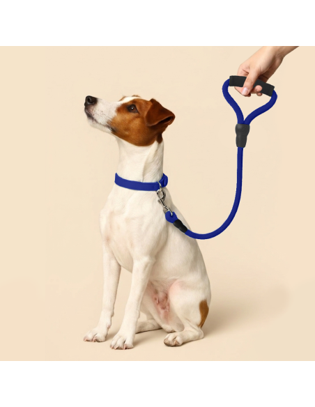 Guinzaglio a corda nylon 280120 cani taglia media 120 cm con moschettone nero