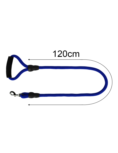 Guinzaglio a corda nylon 280120 cani taglia media 120 cm con moschettone nero