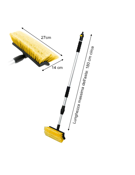 Idrospazzola telescopica XONE allungabile 180 cm CP001 con attacco acqua
