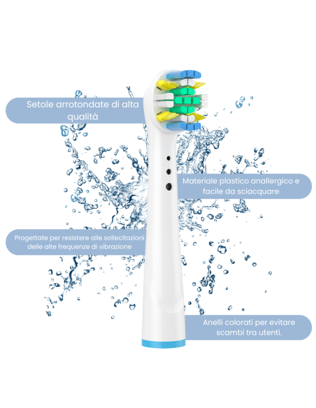 Kit 4pz Testine Ricambio Compatibili Spazzolino Elettrico Pulizia Interdentale