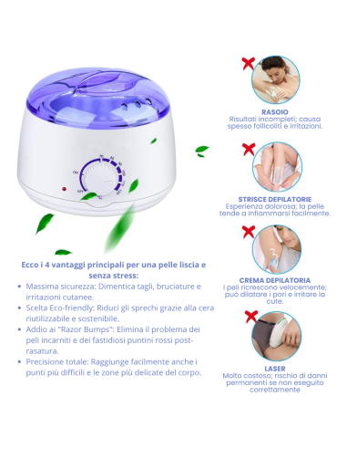 Kit con Fornello Scalda Cera, 50 Spatole in...