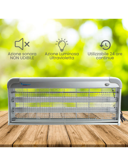Lampada anti insetti zanzare DHOMTECK con 2 Neon LED UV da 4W 392201 64x8x27 cm