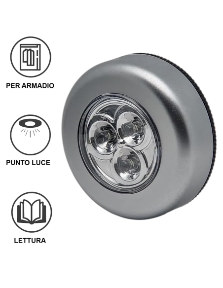 Lampada Push adesiva luce emergenza portatile a batteria per armadio cassetti