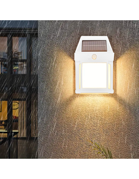 Lampada Ricarica Solare a Parete Esterno BK-888 Luce Calda Sensore di Movimento