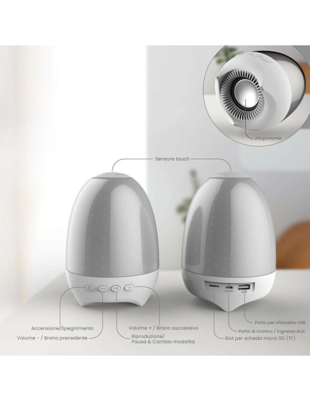 Lampada Touch Portatile con Speaker Altoparlante per Musica ed Effetti Luminosi