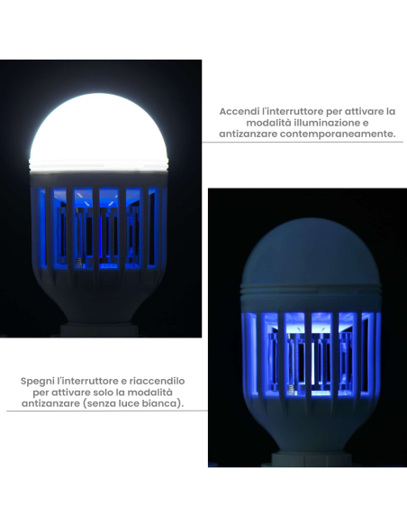 Lampadina anti insetti zanzare DHOMTECK 8W LED 2 in uno 449691 attacco E27