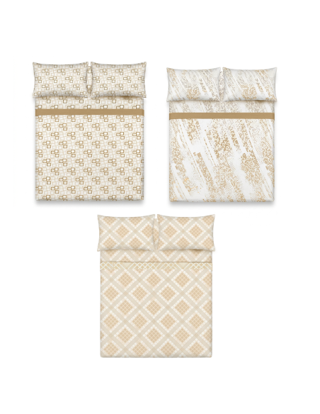 Completo per Letto Matrimoniale con Motivo Geometrico con 2 Lenzuola e 2 Federe