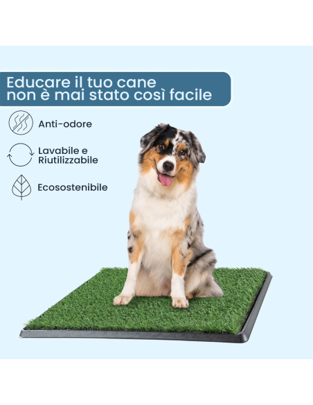 Toilette per Cani Potty Patch 68x43x5 cm - Lettiera Erba 3 Strati
