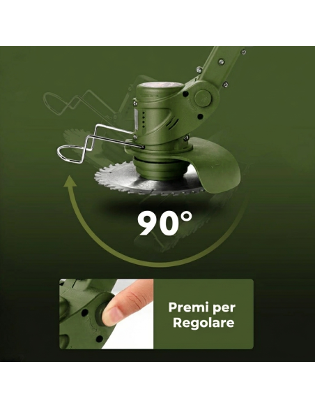 Decespugliatore Batteria V Ruote Rimovibili Tosaerba Telescopico 2 Batterie