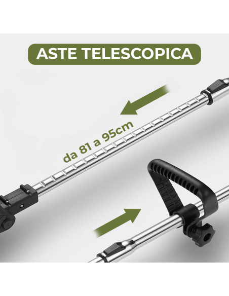 Decespugliatore Batteria V Ruote Rimovibili Tosaerba Telescopico 2 Batterie