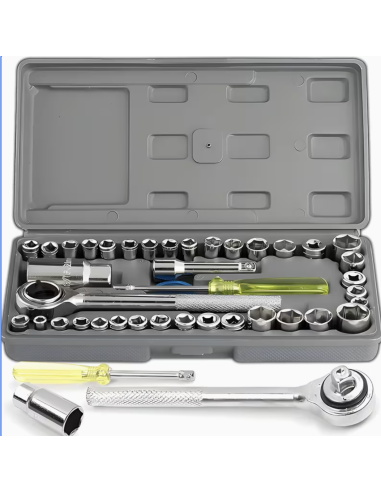 Set chiavi a bussola con cricchetto 40 pezzi da...