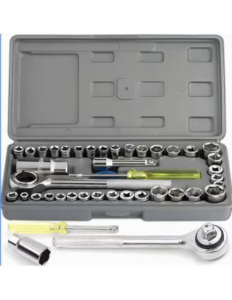 Set chiavi a bussola con cricchetto 40 pezzi da 3/8 e 1/4  con valigetta