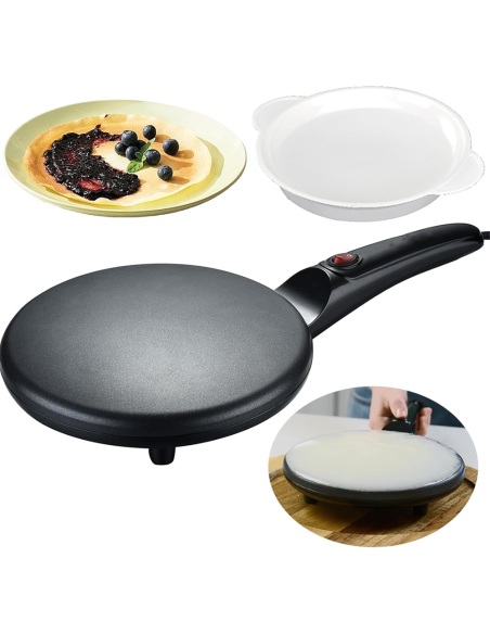 Crepiera Elettrica Antiaderente 700W Piastra per Crepes Compatta Domestica