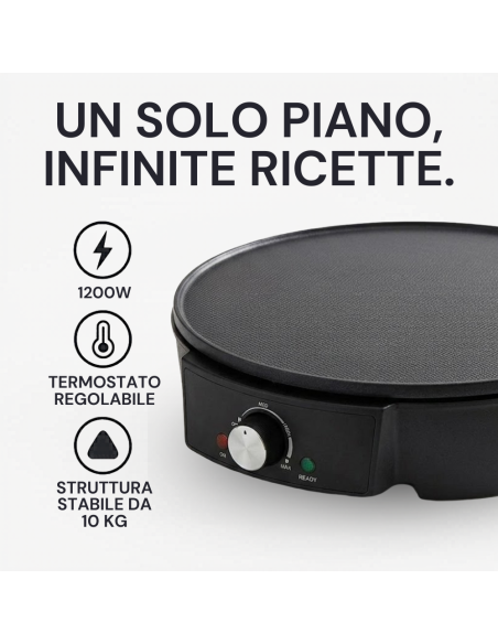 Piastra Elettrica De Maison 1200W con Termostato Placca 30 cm Antiaderente