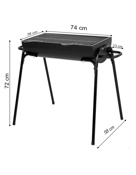 Barbecue a Carbonella Portatile da Esterno con Griglia Acciaio Cromato Nero