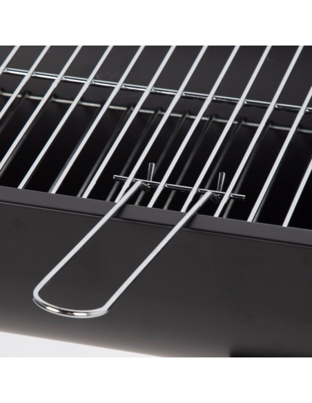 Barbecue a Carbonella Portatile da Esterno con Griglia Acciaio Cromato Nero