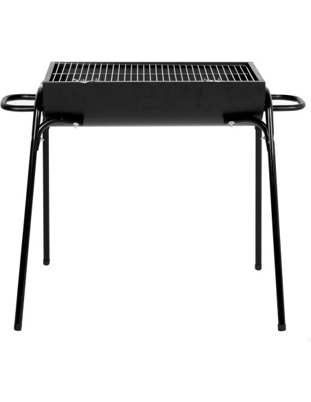 Barbecue a Carbonella Portatile da Esterno con Griglia Acciaio Cromato Nero