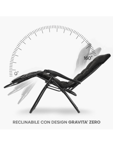 Sedia Sdraio Pieghevole con Cuscino Gravità...
