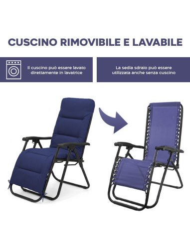 2pz Sedia Sdraio Pieghevole Cuscino Gravità...