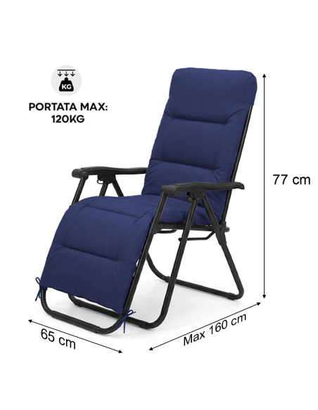 2pz Sedia Sdraio Pieghevole Cuscino Gravità Zero Poltrona Schienale Reclinabile