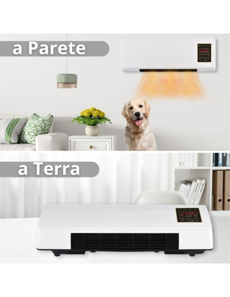 Termoventilatore Ceramico da Parete 2000W Caldo Freddo con Telecomando PTC