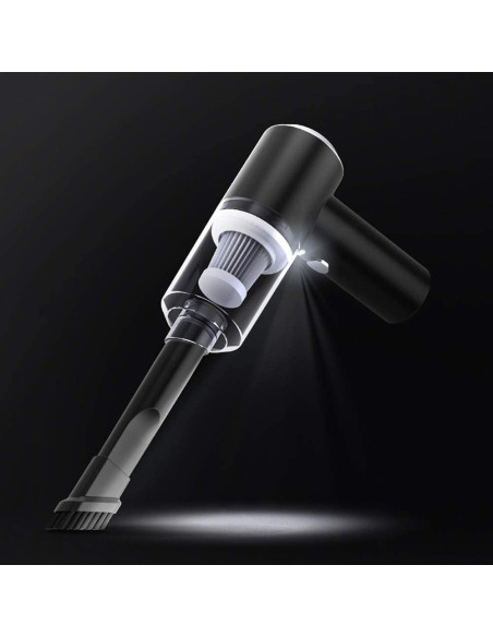 2pz Aspirapolvere portatile 111723 con luce led a batterie per auto casa