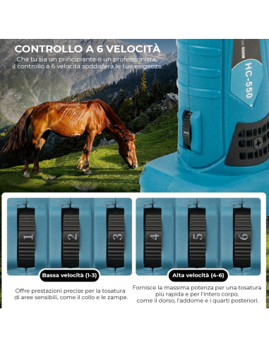 Tosatrice per Cavalli Senza Fili 2500 RPM 18V...