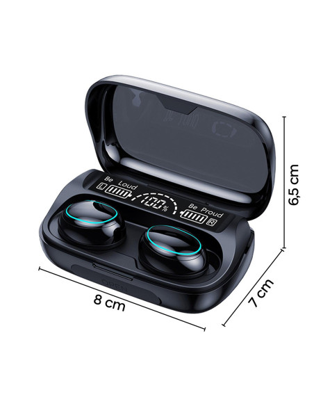 Auricolari Bluetooth 5.3 Wireless Touch con Microfono e Display LED