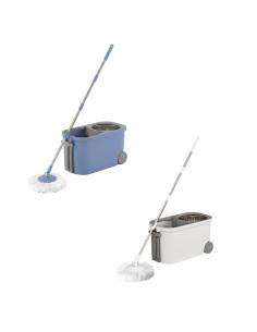 Set Lavapavimenti Secchio 15L Ruote e Mop 360 Centrifuga...