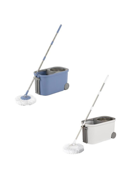 Set Lavapavimenti Secchio 15L Ruote e Mop 360 Centrifuga Autostrizzante
