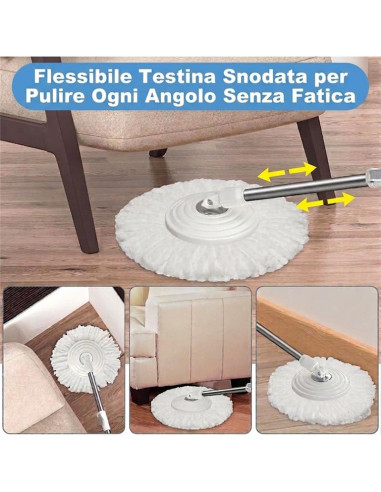 Set Lavapavimenti Secchio 15L Ruote e Mop 360...