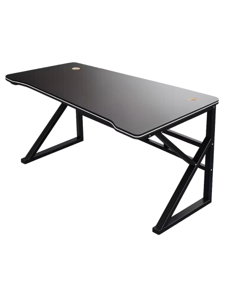 Scrivania Gaming Ergonomica 100x60x73H cm Tavolo PC Effetto Carbonio Passacavi