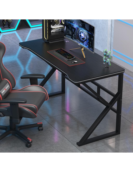 Scrivania Gaming Ergonomica Carbonio Doppio Monitor con Passacavi