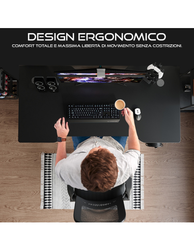 Scrivania Gaming Ergonomica Carbonio Doppio...