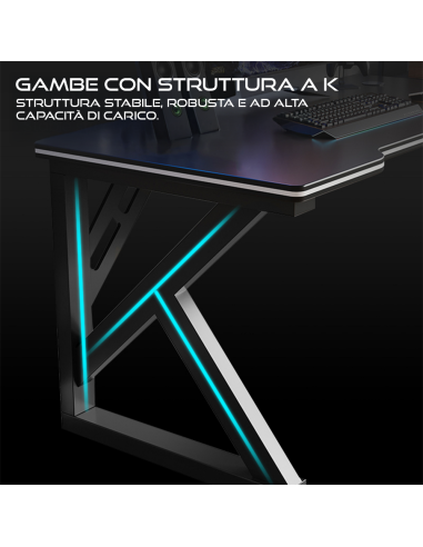 Scrivania Gaming Ergonomica 100x60x73H cm...