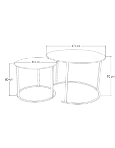 Set 2 Tavolini da Salotto Mauro 60x53x45,5 cm Incastro Tavolini da Caffè Moderni