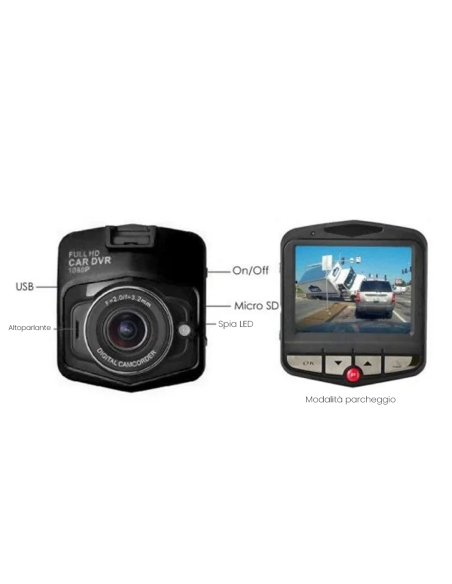 Dash Cam Auto Full HD 1080P Telecamera Parabrezza G-Sensor Display 2.4" IR