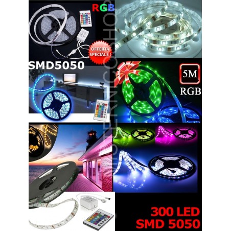 Striscia led 5 metri 72w  multicolor RGB 300 led mensole controsoffittatura