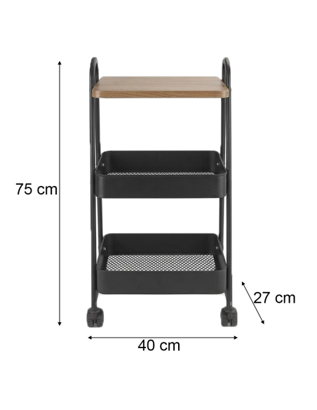 Carrello Multiuso 75x40x27 cm Carrellino Salvaspazio con Ruote e Cestelli
