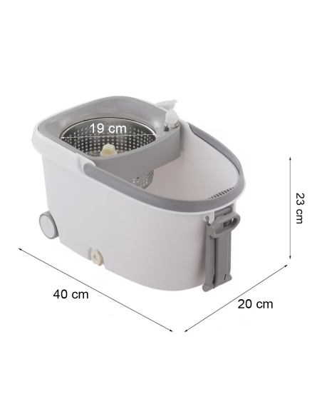Set Lavapavimenti Secchio 15L Ruote e Mop 360 Centrifuga Autostrizzante