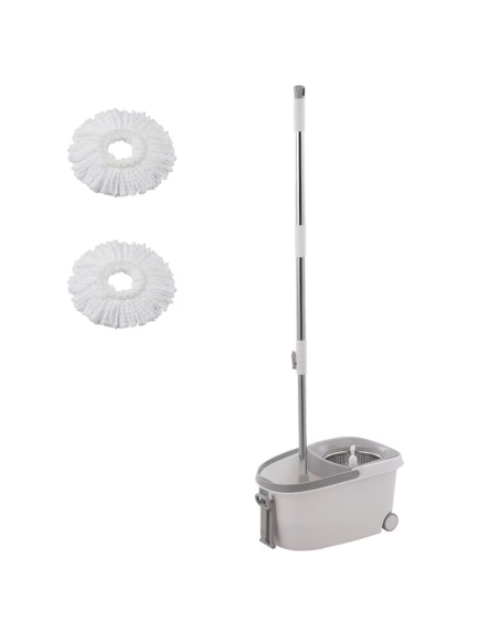 Set Lavapavimenti Secchio 15L Ruote e Mop 360 Centrifuga Autostrizzante