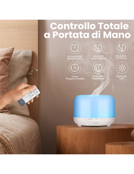 Diffusore Aromi 300 ml Umidificatore 4in1Ultrasuoni con LED RGB Telecomando